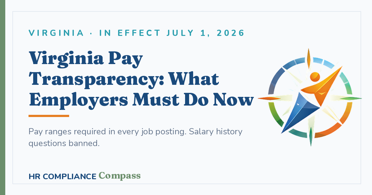 Illustration of a Virginia job posting displaying a salary range, marking the state's pay transparency law that took effect July 1, 2026
